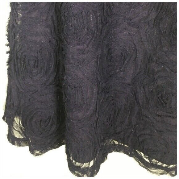 Adrianna Papell Cocktail Prom Dress Size 12 Purple Pleat Bodice Rosette Tulle - Picture 6 of 7